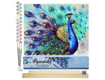 Peinture par Numéro Figured'Art - Paon coloré - Kit de Loisir Créatif DIY Numéro d'Art Complet - 40x50cm toile roulée + châssis en bois à monter