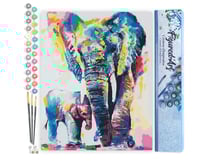 Peinture par Numéro Figured'Art - Eléphants Aquarelle - Kit de Loisir Créatif DIY Numéro d'Art Complet - 40x50cm sans châssis en bois