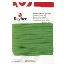 Cordon en coton, ciré, 1mm, carte 20 m, vert moyen