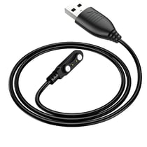 Hoko Câble Magnétique pour SmartWatch Double Broche Prise USB 60cm Noir