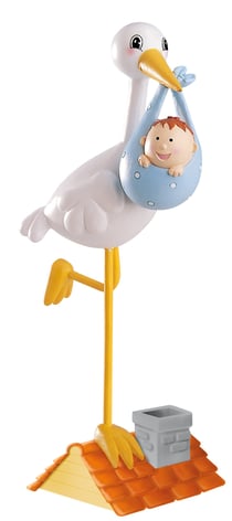 Décoration Cigogne à cloche-pied Bleue en métal