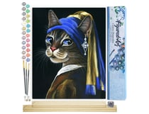 Peinture par Numéro Figured'Art - La jeune minette à la perle - Kit de Loisir Créatif DIY Numéro d'Art Complet - 40x50cm toile roulée + châssis en bois à monter
