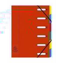 Trieur HARMONIKA® à fenêtres avec élastiques véritable carte lustrée 6 compartiments - Rouge - x 8 - Exacompta