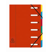 Trieur HARMONIKA® à fenêtres avec élastiques véritable carte lustrée 6 compartiments - Rouge - x 8 - Exacompta