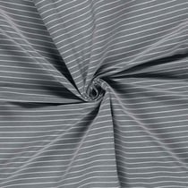 Tissu Bengaline de Viscose Lin Estelle fines rayures Blanche sur fond Gris