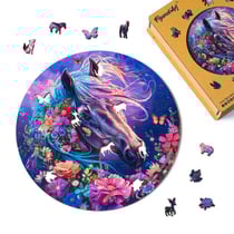 Puzzle en Bois Adulte et Enfant Figured'Art 200 pièces Animaux - Cheval mystique - Design Original 28,3x28,5 cm Forme Unique avec Coffret en bois Premium, Parfait pour Offrir en Cadeau