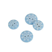 Bouton 2 trous flocon bleu ciel