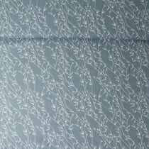 Tissu Popeline de Coton  feuilles Alexia sur fond Bleu acier - Au mètre