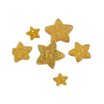 Lot de 3 boutons étoile pailleté jaune