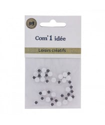 Oeil MOBILE Noir/blanc peluches diam. 6mm en lot de 40 - 3bCom Blanc
