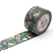 Masking tape - Bluebellgray - Fleurs fond vert - 7 m x 24mm