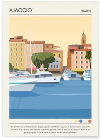 Affiche ville Ajaccio Vintage | A3 : 29,7x42cm