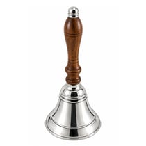 Cloche de table laiton nickelé et bois 16 cm