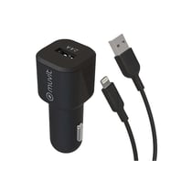 Muvit Chargeur Voiture USB 12W 2,4A et Câble Lightning vers USB 1,2m Noir