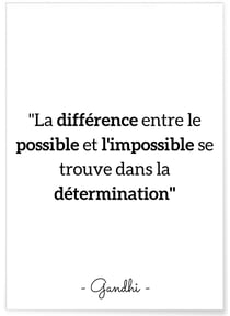 Affiche Gandhi 'La différence entre le possible et l'impossible...' | A3 : 29,7x42cm
