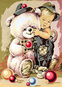 Canevas antique L'enfant de la balle 45x60cm