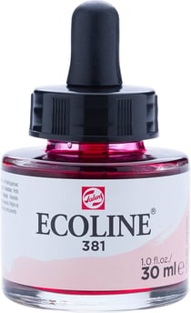 Flacon pipette 30 ml - Encre aquarelle Ecoline Liquid Watercolours - Rouge Pastel 381 - Extra-fine