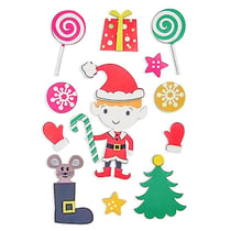 Stickers lutins de Noël caoutchouc mousse 12 pièces