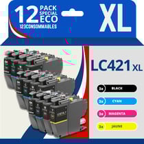 LC421XL - Pack 12 cartouches Brother LC421 XL compatibles MFC-J1010DW DCP-J1140DW - 123CONSOMMABLES