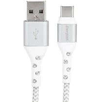 ENERGIZER Câble de Charge et de Données USB-A vers USB-C en Nylon Tressé 2m Anti-nœud Blanc