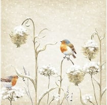Lot de 4 serviettes en papier découpage collage 33 cm OISEAU ROUGE GORGE O 203