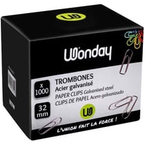 Trombones - Attaches lettre - 32mm - Boite de 1000 - Acier galvanisé - Bureau - Scolaire