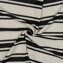 Tissu Jacquard Tricoté Rayé Noir sur fond Ecru