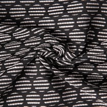 Tissu Jacquard Polycoton Pois rayés blancs sur fond Noir