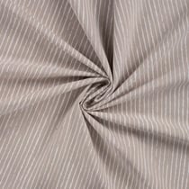 Tissu Popeline de  Coton  rayures blanches Zira sur fond Taupe