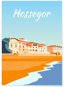 Affiche ville Hossegor | A3 : 29,7x42cm