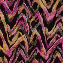 Tissu Tulle souple Zigzag fuschia sur fond Noir - Au mètre