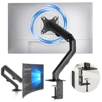 Support Écran PC 17" à 27- Bras Moniteur Universel à Ressort- Rotation 360°- Epaisseur Bureau 10-80mm- Montage Rapide- Noir- ACROPAQ