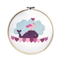 Kit Diamond Painting pour enfant Baleine : tambour à broder + strass