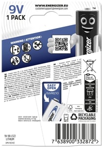 Blister de 1 Pile Ultimate Lithium L522 E-BLOCK 9V