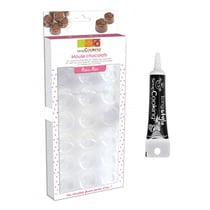 Moule à chocolats rigide Roses + Stylo de glaçage noir