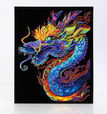 DIAMOND DOTZ kit fond noir suédine - Dragon fluorescent