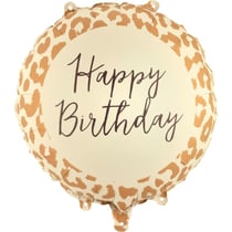 Ballon Aluminium Hélium Imprimé Léopard ''Happy Birthday''   Ø 35 cm