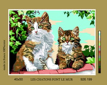 Canevas antique Les chatons font le mur 40x50cm