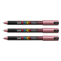 Lot de 3 marqueurs peinture pointe calibrée extra-fine 0,7 mm - POSCA - Rouge Métal - PC1MR