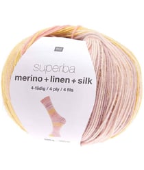 Laine à chaussette Superba Merino + Linen + Silk 4 fils - 100 gr - Rico Design Multicolore (001 - Milkshake)