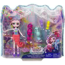 Enchantimals poupee famille de sedda hippocampe - figurine 15 cm - animal - mattel hcf73