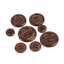 Lot de 3 boutons ronds 4 trous marron