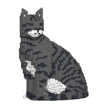 Chat Tigré gris foncé assis | JEKCA | 14 ans et +