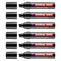 Marqueur permanent - EDDING - 390 - Noir - Pointe biseautée 4-12 mm - Lot de 6