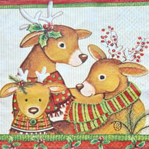 Lot de 4 serviettes en papier découpage collage 33 cm RENNE DE NOEL