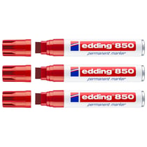 Lot de 3 marqueurs permanents pointe large - EDDING - Rouge - 850