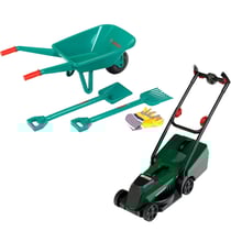 Kit de jardinage Bosch brouette et Tondeuse à gazon Rotak
