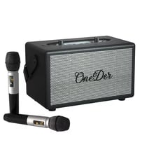 Enceinte Bluetooth Extérieure Sans Fil Avec Karaoké Et Deux Micros Orange Noir YONIS