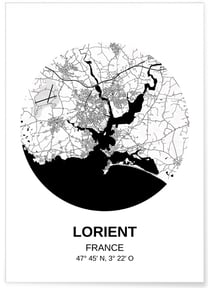 Affiche Carte Lorient | A3 : 29,7x42cm