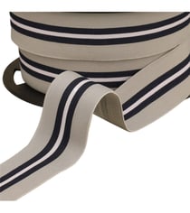 Bobine 20m élastique bicolore avec liseret central 32mm gris clair